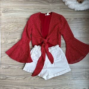 Urban Outfitters Red Star Bell Sleeve Blouse